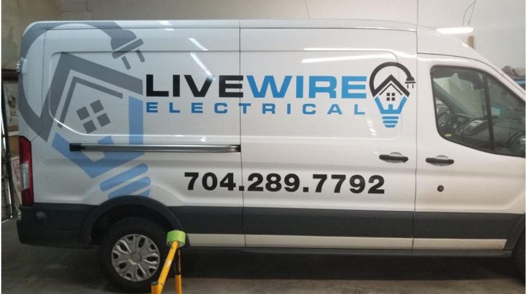 electrician van at Charlotte warehouse